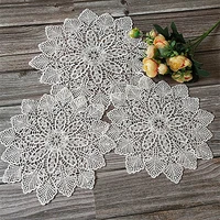 exquisite round hand crochet cotton placemat for dining kitchen restaurant coaster balcony coffee table mat christmas decoration
