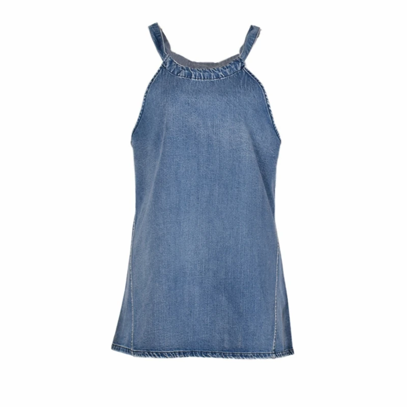 

2021 New Shirt For Women Summer And Autumn Lacing Hanging Neck Sexy Simple Slim Denim Girl Tops Female Vest