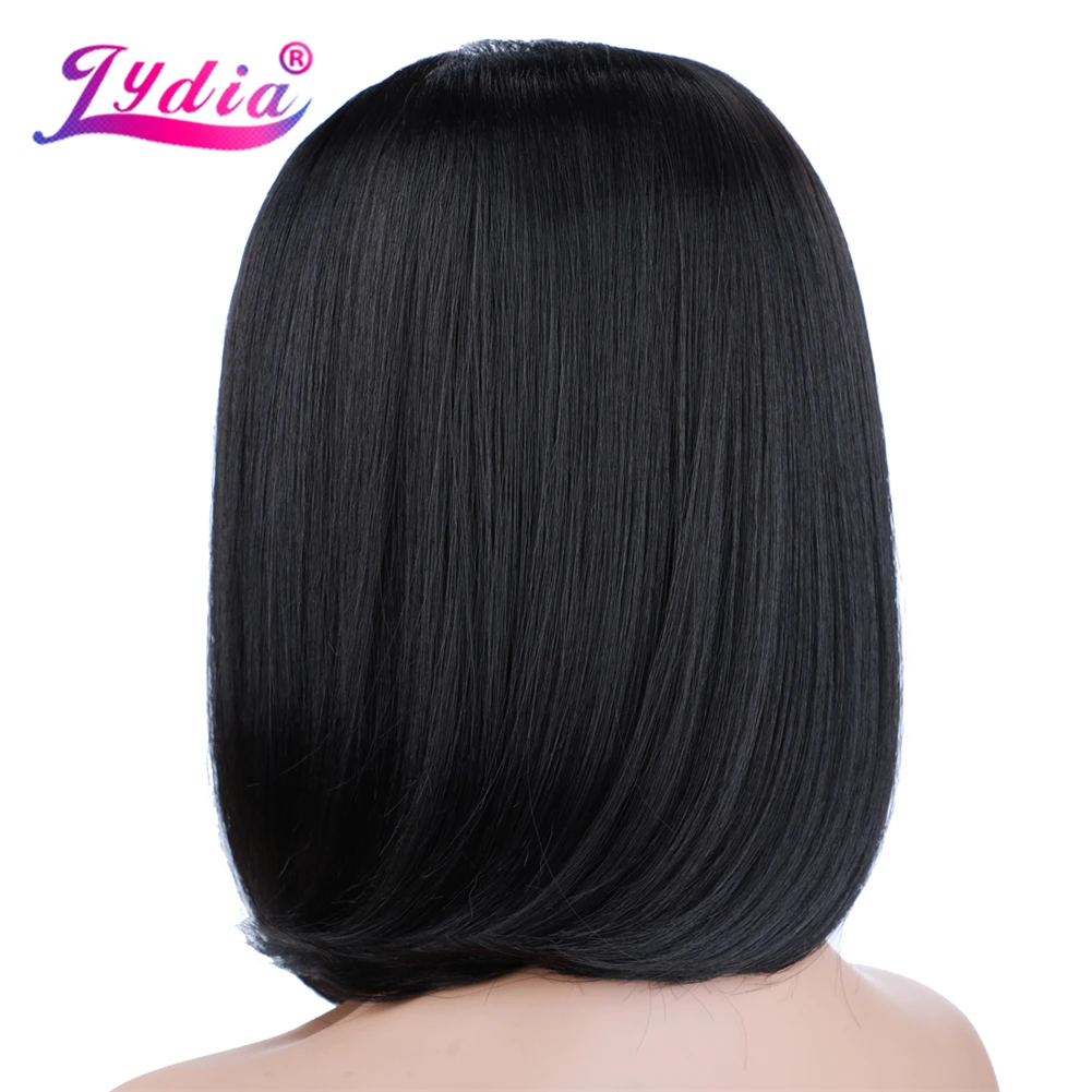 Лидия прически Silky Straight Боб U образным вырезом естественный черный Цвет парик