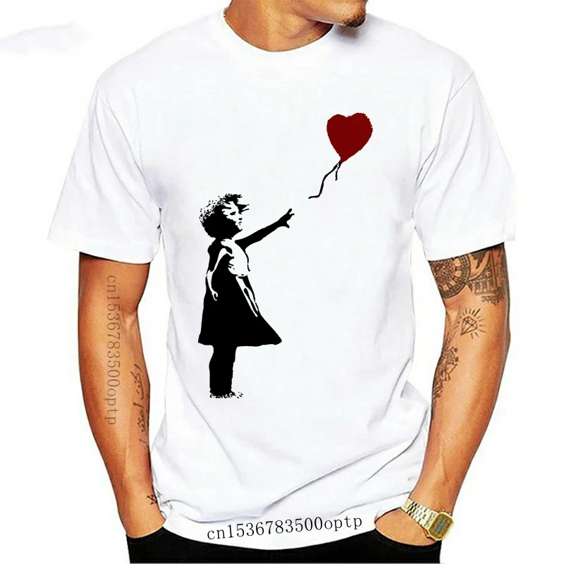 

Men'S T-Shirt Banksy Balloon Girl 1 Girl Balloon Heart-Shaped Ballon Street Art Harajuku Tee Shirt