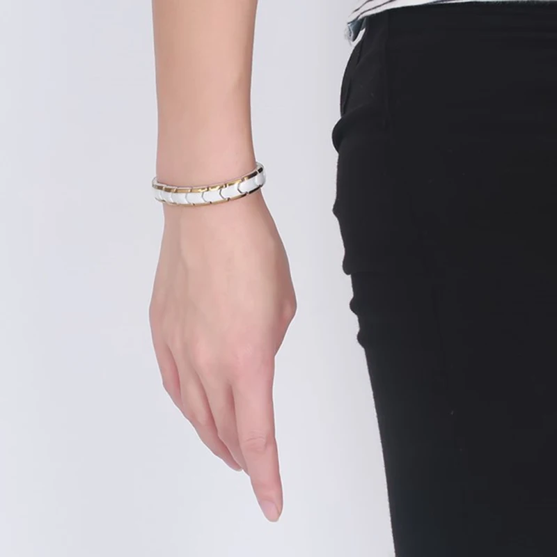 Двухрядный белый браслет из керамики нержавеющей стали мужские ювелирные