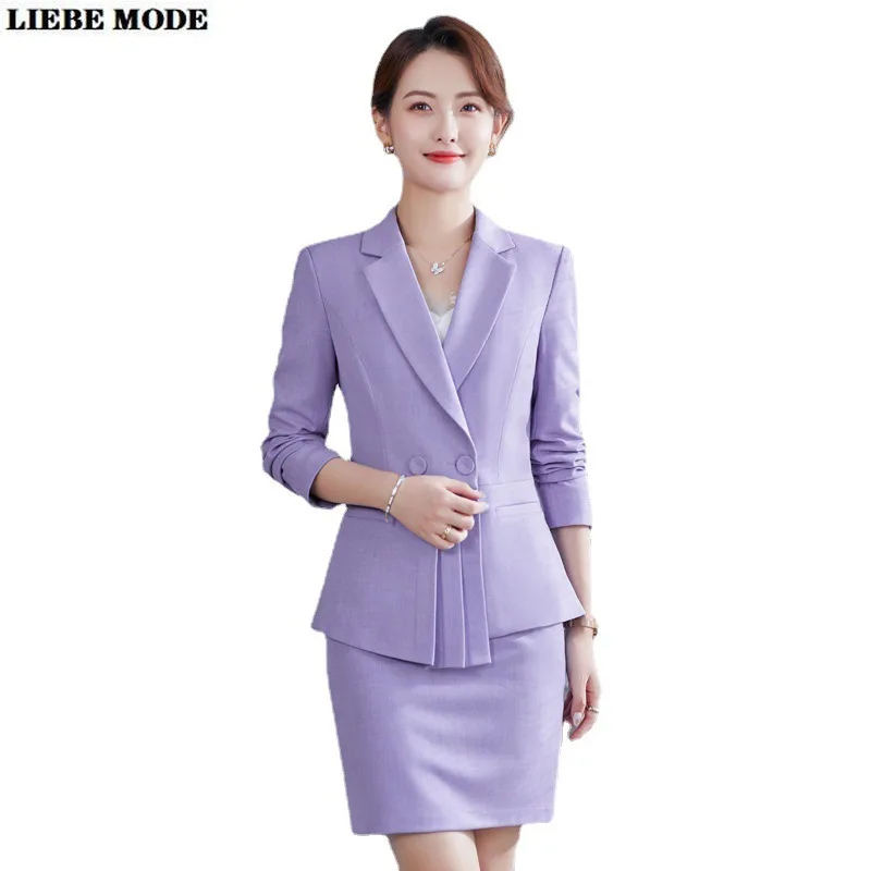 

Autumn Winter Formal Uniform Designs Women Business Suits with Blazer Tops and Skirt OL Style Professional Interview Blazers Set