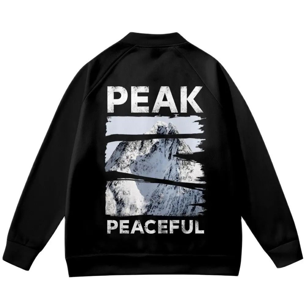 

Peak Printed Black White Gray Autumn Hip Hop Jackets Couple Men Women Harajuku Fashion Baseball Coats Oversize 6XL