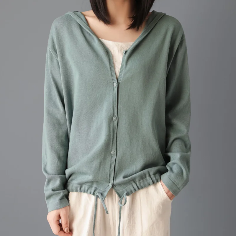 Женский кашемировый свитер Спортивная толстовка с капюшоном кардиган вязаная