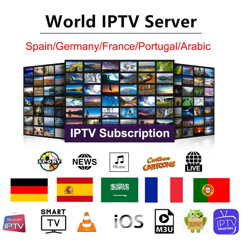 IP tv подписка Live Франция Португалия Германия Испания арабский для взрослых xxx VOD