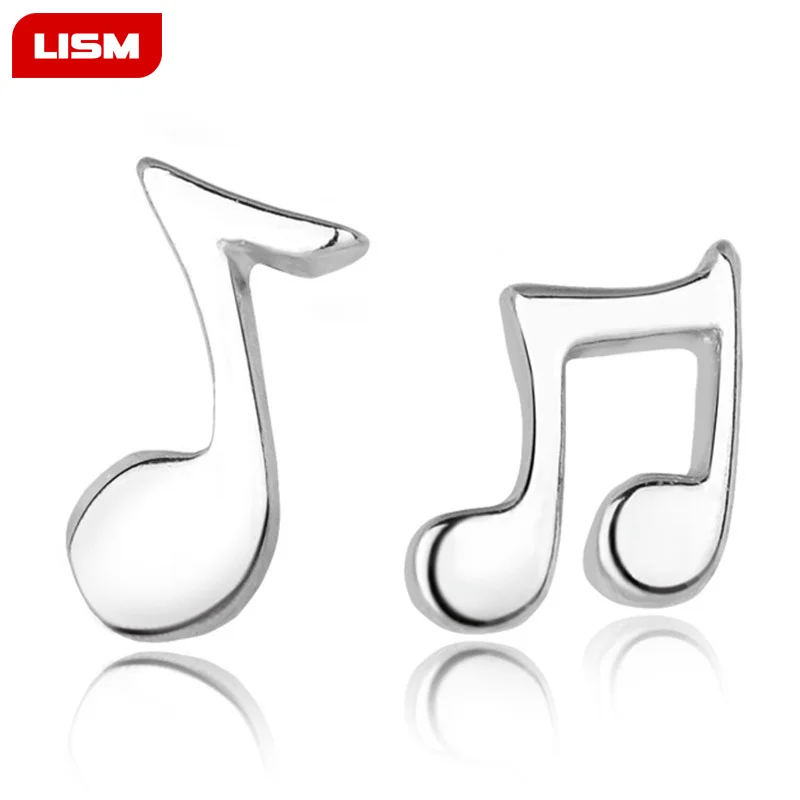 

New Fashion 1 Pair Women Stud Earrings Asymmetry Music Note Silver Color Ear Studs Earrings for women Jewelry brincos