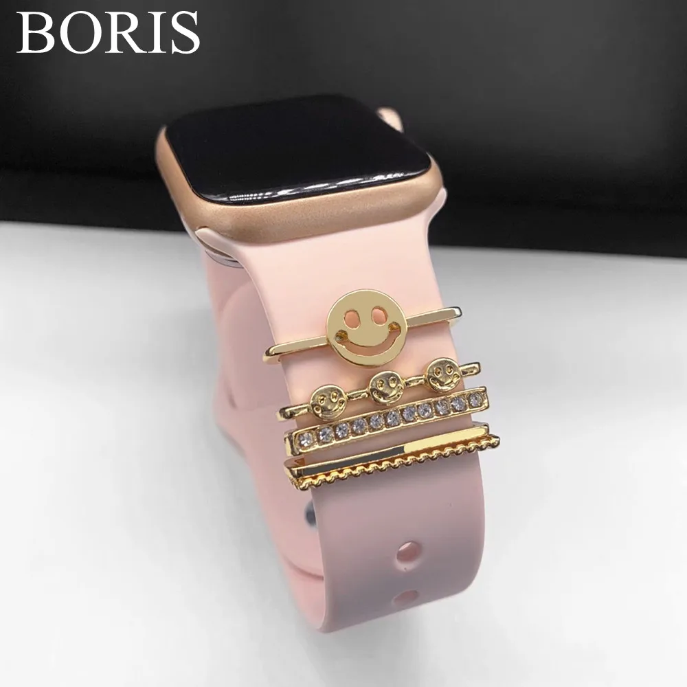 Diy Silicone Strap Accessories For Apple Watch For Samsung Watch Luxury Metal Decorative Ring 5Pcs/Set Accessories For iWatch