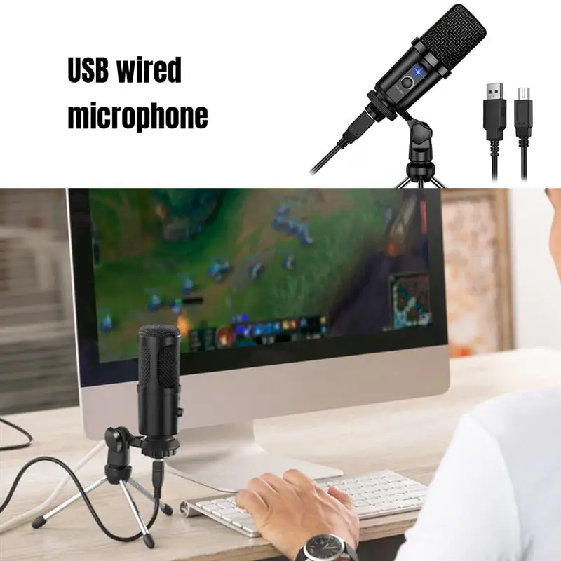 

Проводной конденсаторный USB-микрофон со штативом и подставкой