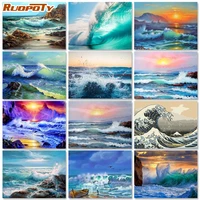 ruopoty frame diy painting by numbers waves seaside coloring by numbers canvas painting landscape modern wall art picture gift