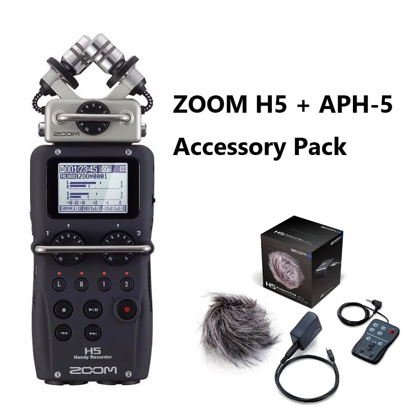 ZOOM H5 Профессиональный портативный цифровой рекордер четырехтрековый портативный рекордер H4N обновленная версия записывающая ручка - Цвет: H5 and APH-5