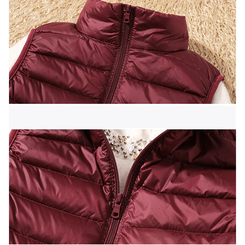

2021 New Women 90% White Duck Down Vest Women's Ultra Light Duck Down Vest Jacket Autumn Winter High collar Sleeveless Coat