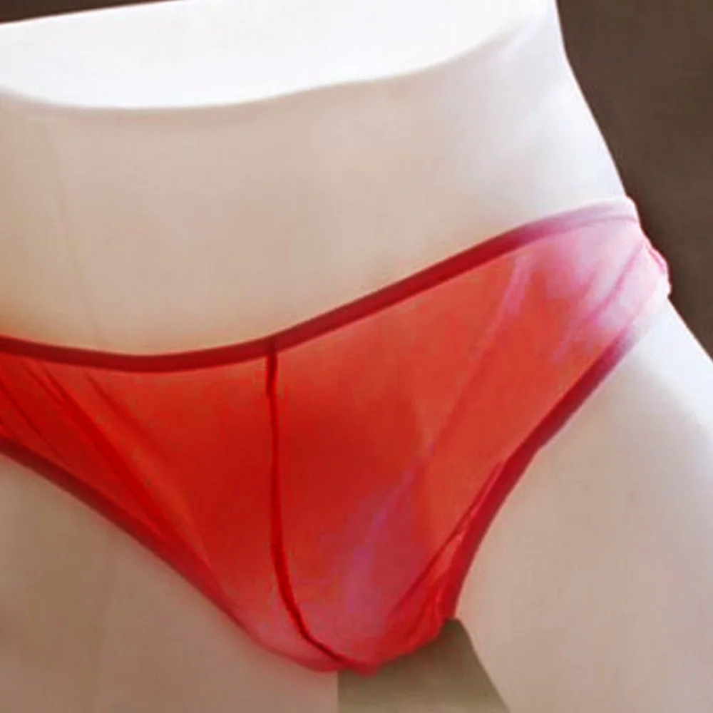 

Men's Sexy Underwear Ultrathin Tulle Netting Transparent Elastic Lingerie Briefs Underpants Panties Black Red White One Size