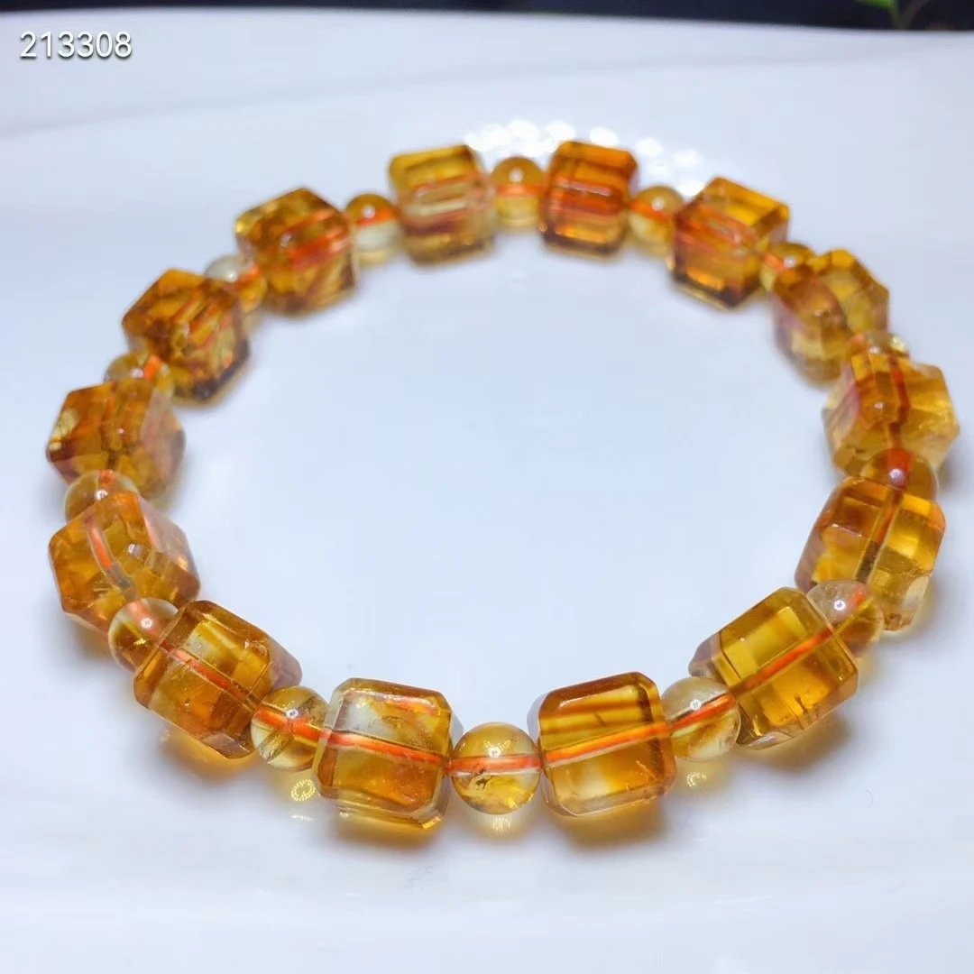 

From Brazi Natural Yellow Citrine Quartz Crystal Clear Cube Beads Bracelet 8*8*8mm Gemstone Wealthy Stone AAAAA