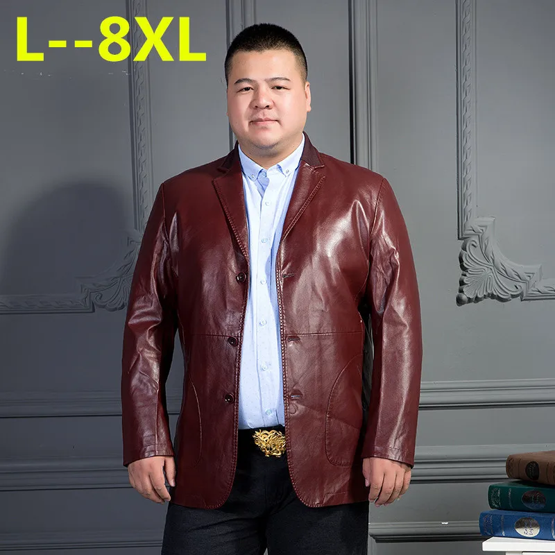 Мужская кожаная куртка в британском стиле Осень зима размеры 10XL 8XL 6XL 5XL|Куртки из