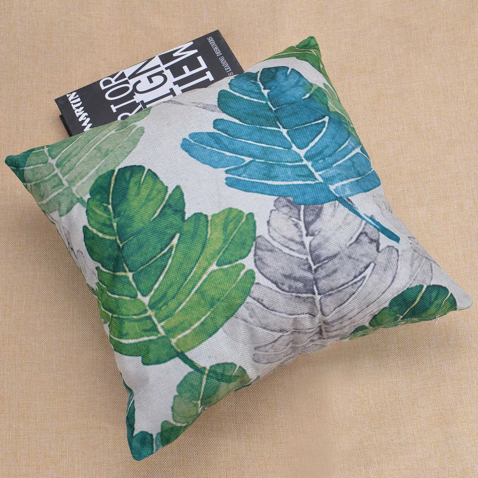 Двусторонняя печать свежий стиль тропические растения пальмовый лист зеленые