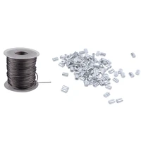100 pcs 1mm steel wire rope aluminum ferrules sleeves silver tone 1x hoisting lifting 7x7 1mm dia stainless steel flexible wir