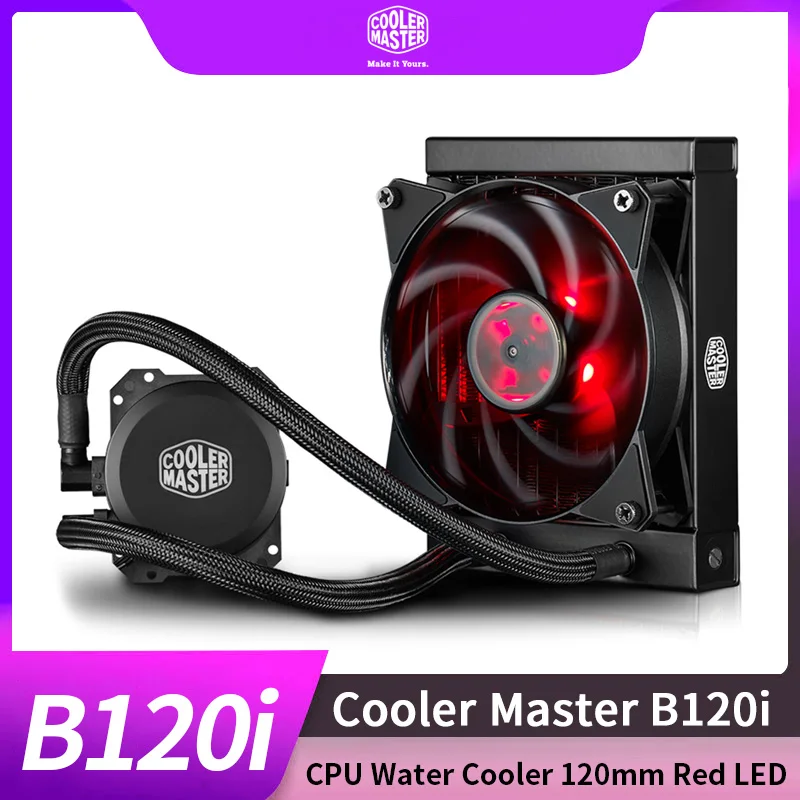 

Cooler Master B120i CPU Water Cooler 120mm Red LED Quiet Fan For Intelo LGA 2011-v3 2011 1366 115X 775 CPU Liquid Cooling