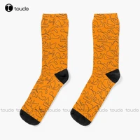 circuits outline papaya spark orange socks fun socks for women personalized custom unisex adult teen youth socks funny sock