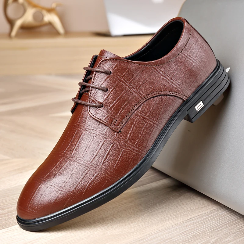 

Men leather shoes new fashion casual men's shoes trend casual Genuine leather shoes Black Brown business work Flats Shoe