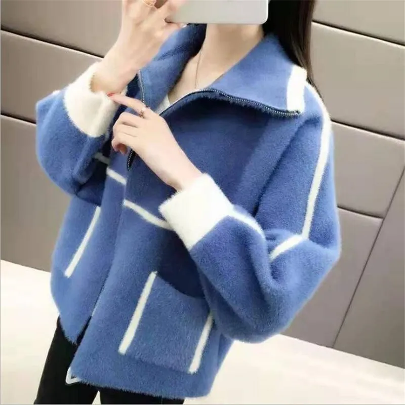 2021 Новый кардиган для женщин осень и зима сплошной цвет с длинными рукавами на