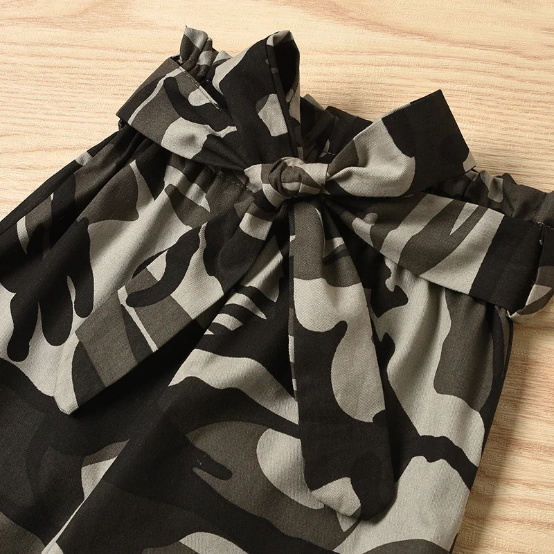 

Summer Children's Clothing Girls Sets Fashion Camouflage Baby Girl Clothes Black Sling Tops+Pants Kids Clothes 1-3 Years
