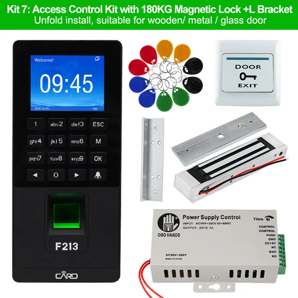 Kit7 RFID Клавиатура TCP/IP/usb-устройство для считывания отпечатков пальцев система контроля доступа двери биометрическое программное обеспечение DIY Электронный магнитный замок ударный болт замки - Цвет: Kit7
