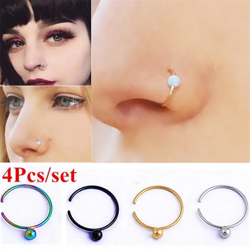Кольцо для пирсинга носа из хирургической стали 4 шт./компл.|Украшения тела| |