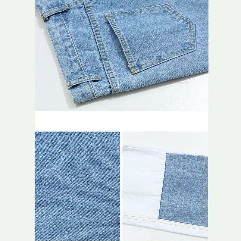 Мужские повседневные прямые джинсовые брюки Wash Splice винтажные мужские в японском