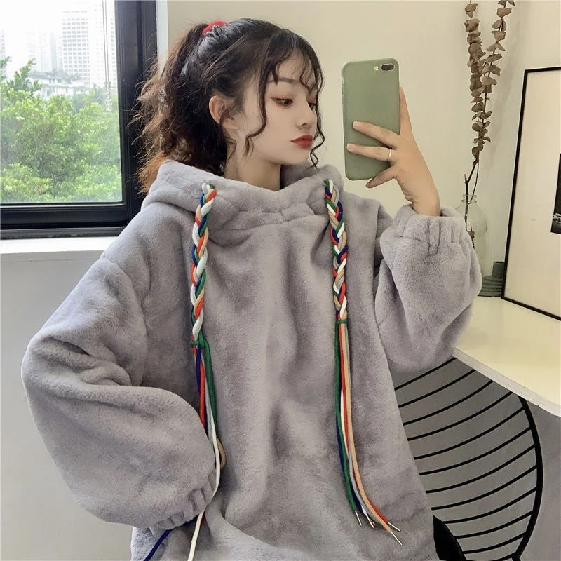 

2021 New Hoodie Women's Korean-style Color Tether