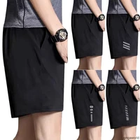 running shorts pants men spring and summer cooling stripe shorts letter print breathable casual soft quickly baggy skorts comfy