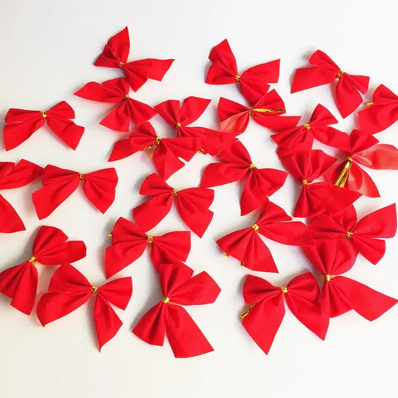 12 шт./пакет с красным бантом для маленьких девочек на Рождество Новый год