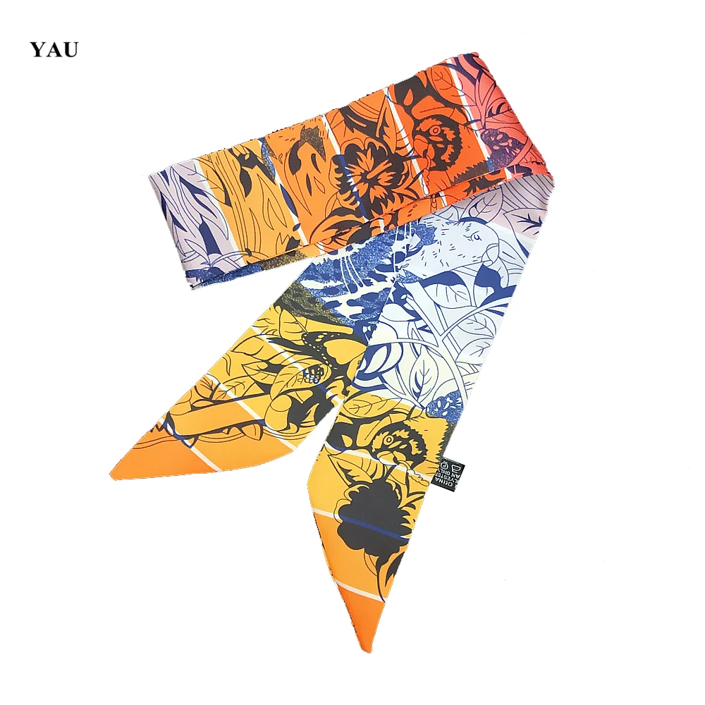 

Лидер продаж, маленький шарф с цветочным принтом 88 см * 5 см, женский шелковый шарф, повязка на голову, длинные шарфы, аксессуары для сумок, лента