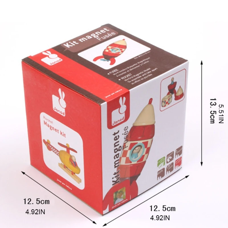 

Baby Developmental Toy Magnetic Wooden Building Block Preschool Stacking Block Board Game Rocket Plane Helicopter Toy