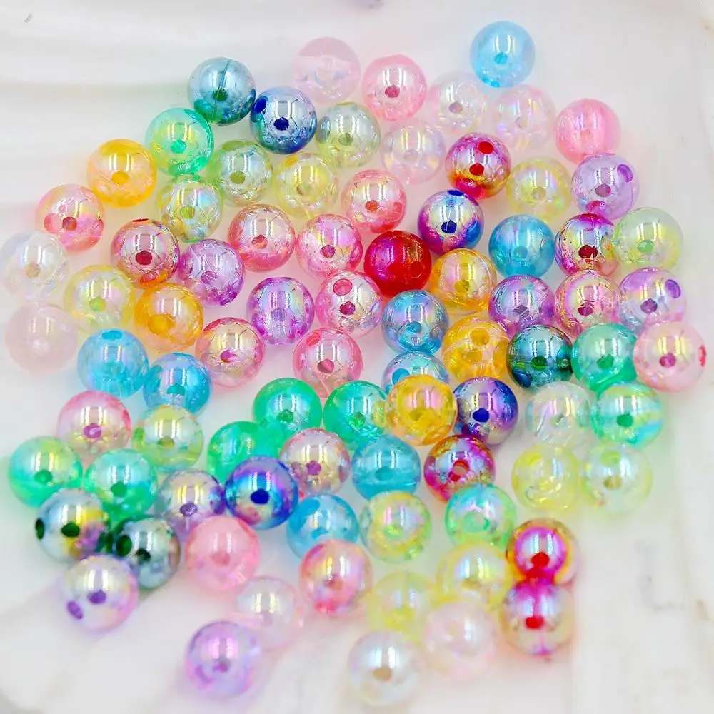 Новые прозрачные акриловые бусины 6/8/10/12 мм радужные цветные АВ россыпью для