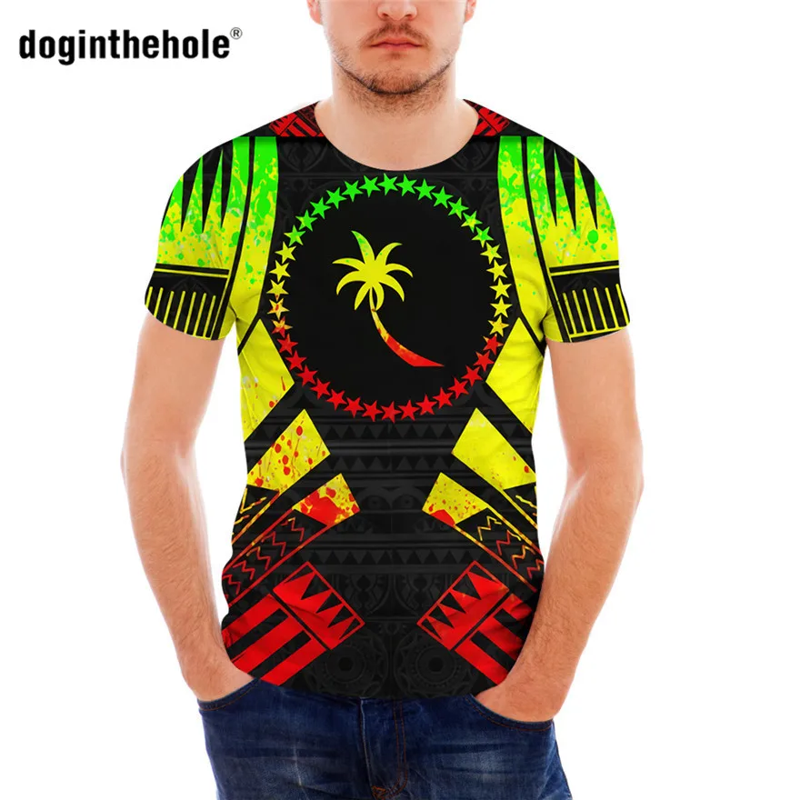 

Doginthehole Chuuk State Flag Men's TShirt New Fashion Polynesia Plumeria Unisex Men's shirts Famous Brand Harajuku Tees 2021