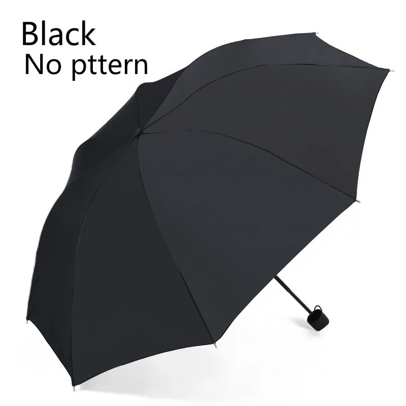 black no pttern Модный Индивидуальный складной зонтик с 3 D принтом и Одноцветный зонтик от дождя для женщин и девушек - Цвет: black no pttern