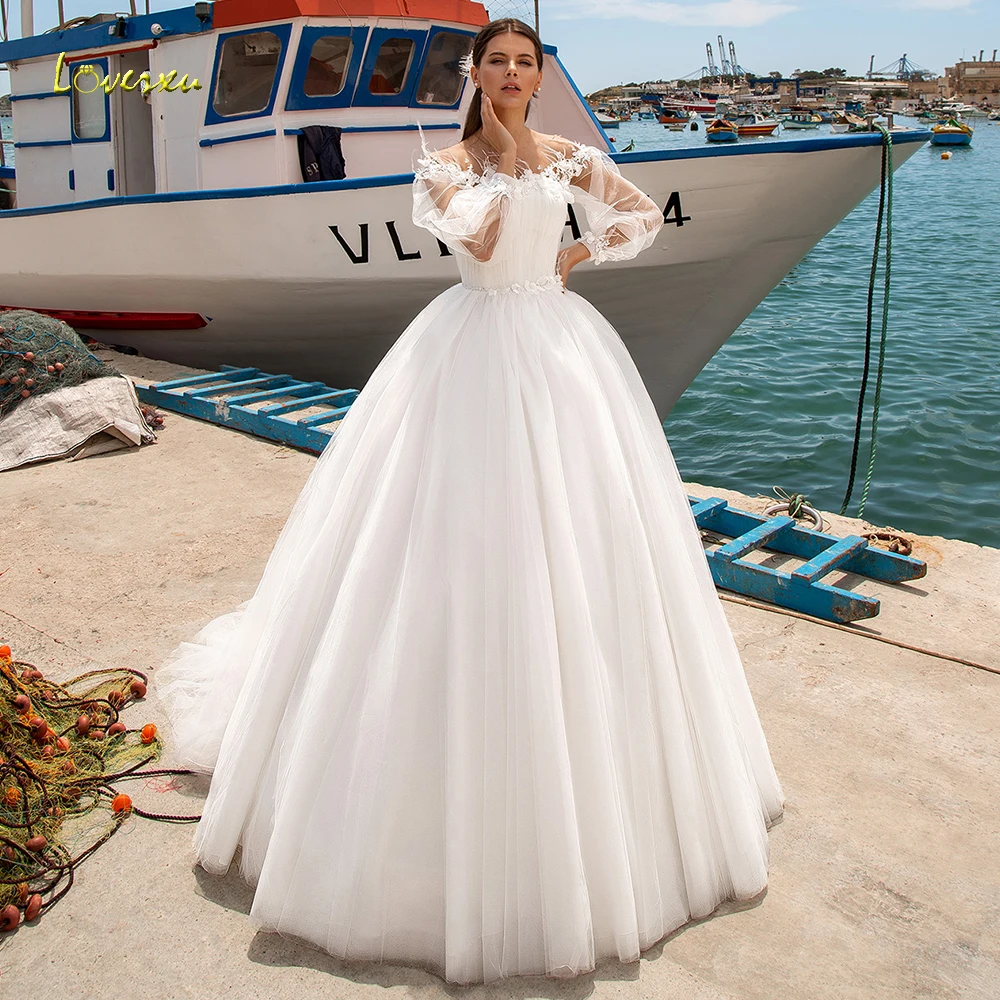 Элегантное бальное платье loverxu свадебное с аппликацией длинным рукавом