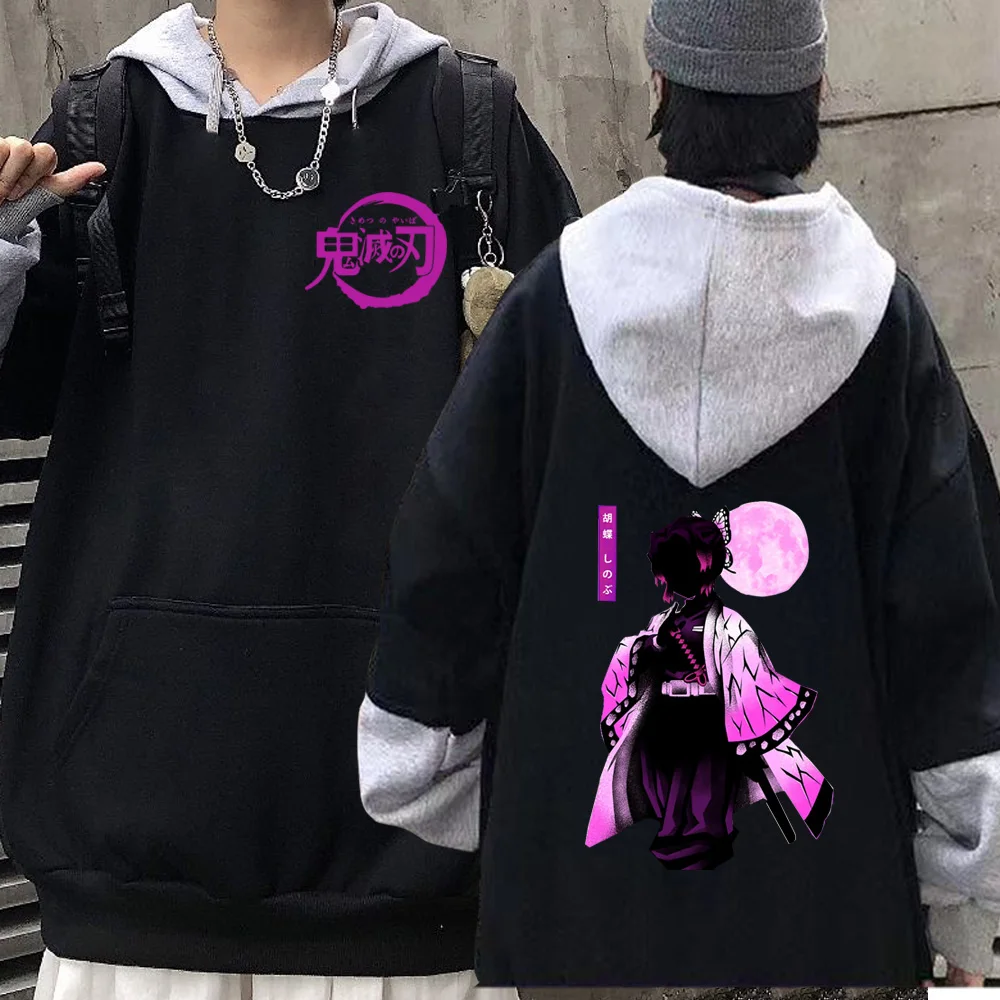 

Kochou Shinobu Hoodie Sweatshirt Men Women Harajuku Manga Kimetsu No Yaiba Pullover Hooded Loog Sleeve Demon Slayer