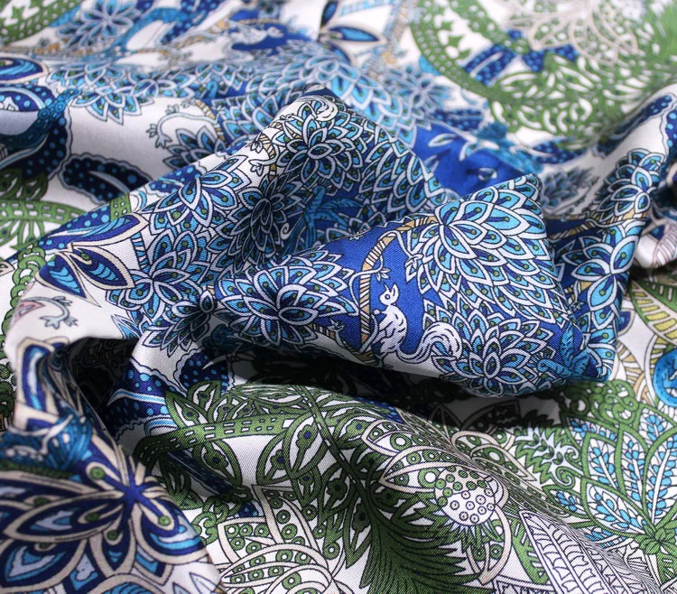 

KMS Jungle Dream mulberry-silk twill arge square scarf shawl for Girl Lady Woman 90*90CM/40G