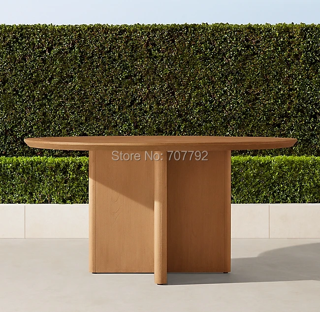 Outdoor furniture wooden natural teak round dining table | Мебель