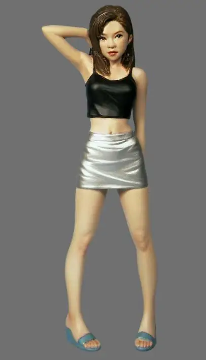 Модель в сборе из литой смолы масштаб 1:12 черный жилет и юбка летняя модель для