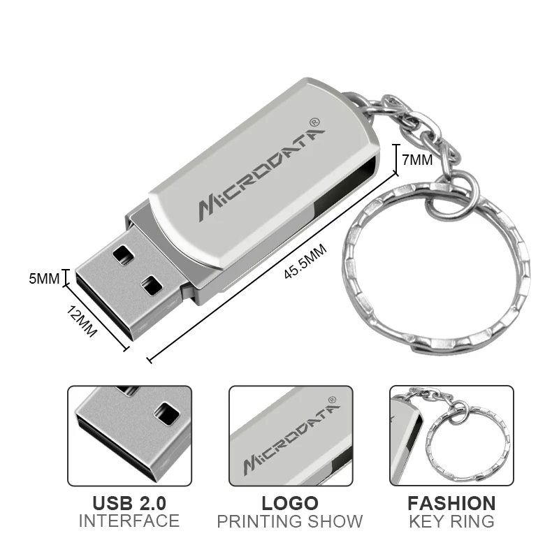 Нержавеющей стали поворотный USB флэш накопитель 16 Гб оперативной памяти 32