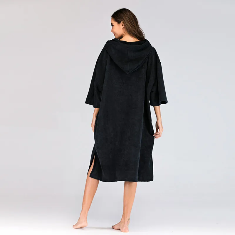 Пляжное настроение Одноцветный халат пончо для серфинга полотенце плащ с