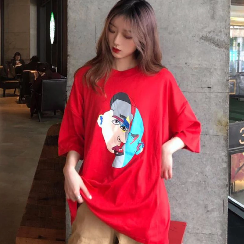 Летняя новая модная футболка с круглым вырезом Женская Футболка Harajuku коротким рукавом забавная ольччан