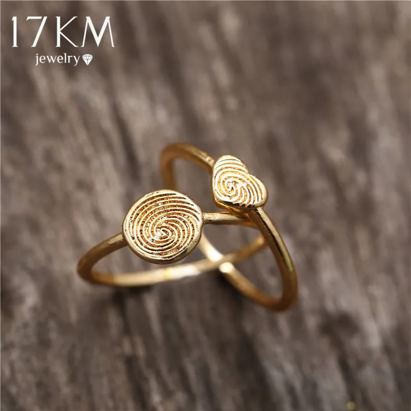 Винтажный набор колец в виде сердца для женщин и девушек 17KM простые золотые