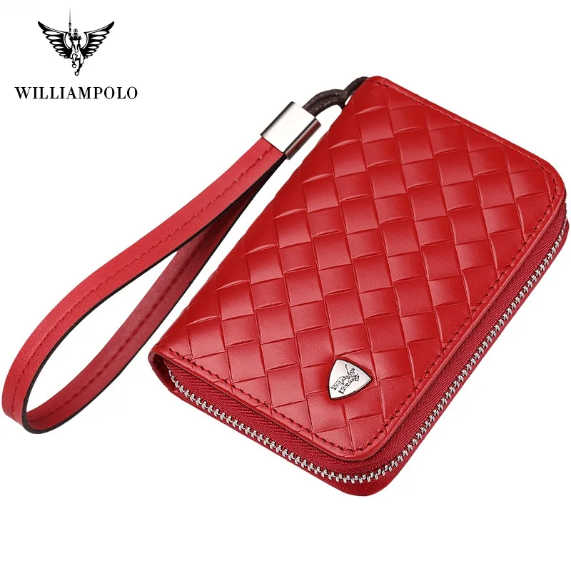 Anti-theft brush anti-degaussing wallet Ladies high-end leather zipper multi-digit credit card holder layer cowhide mini wallet