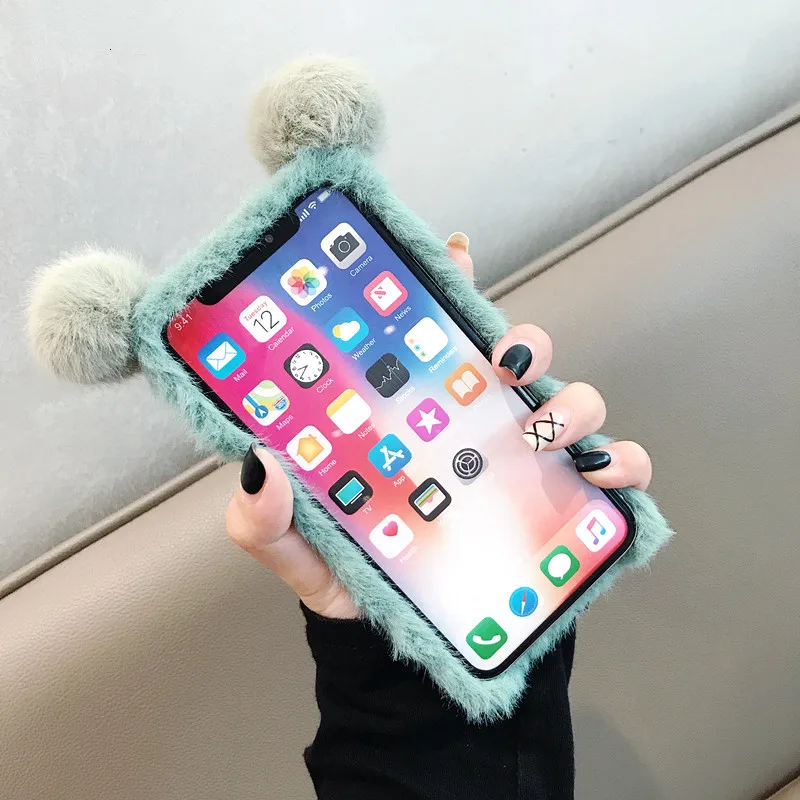 Подходит для Apple xsmax мобильный телефон оболочка зимняя плюшевая Милая женская XS