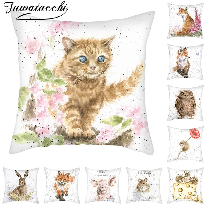 Чехол для подушки Fuwatacchi с изображением милого кота лисы Сони собаки различные