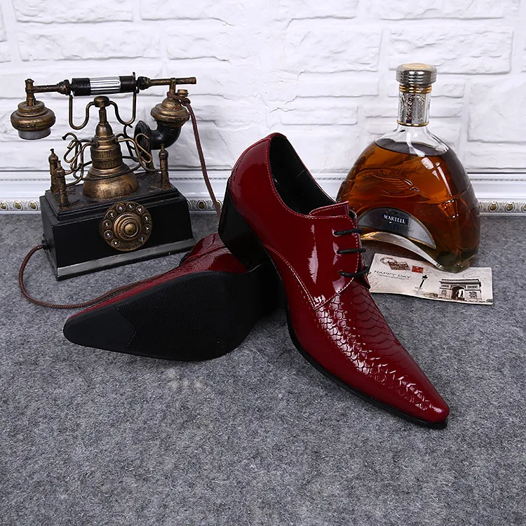 Мужские туфли оксфорды из кожи питона Chaussures Hommes итальянские на высоком каблуке с