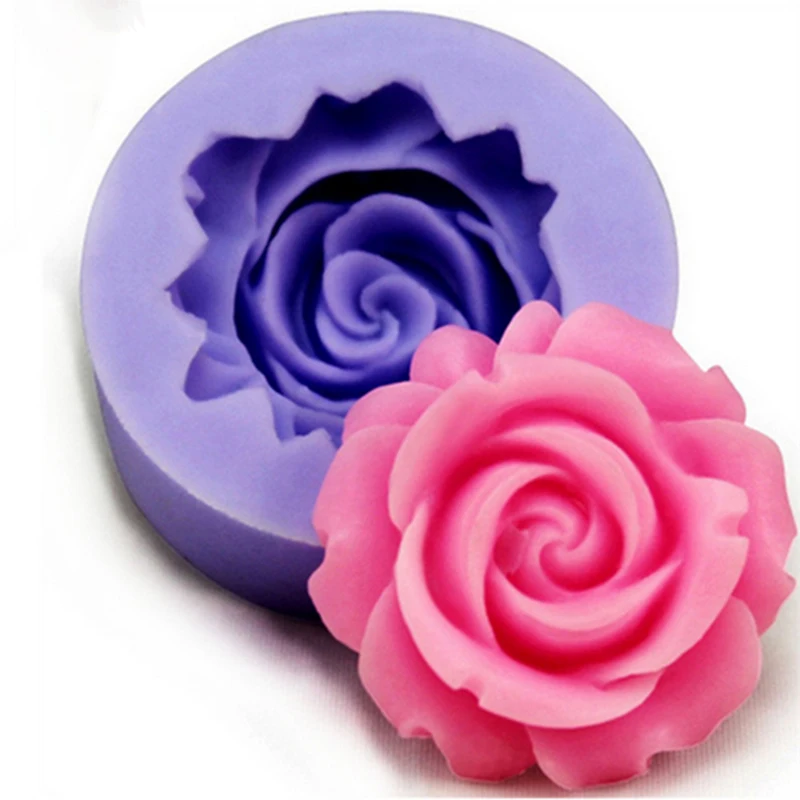 1pc 3D Rose Flower Shapes Silicone Mold Fondant Mold Sugarcraft Cake Decorating Baking Tools Surgar Soap Candle Mould M087